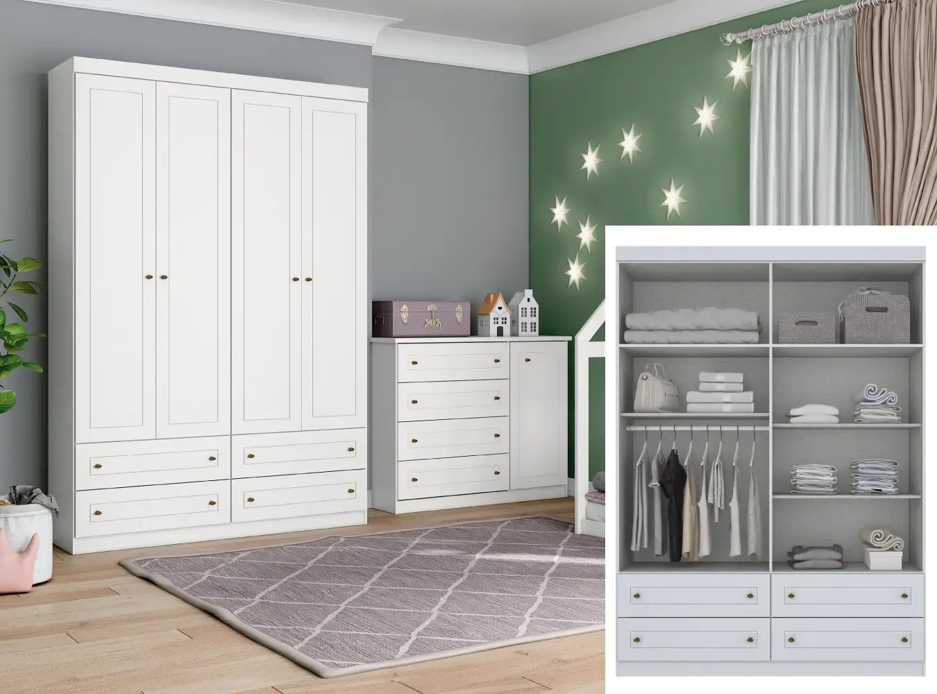 ROUP. HENN AMERICANO CAIXA MDP 4PT MDF I113-05 BRANCO HP 1.59LX2.21A