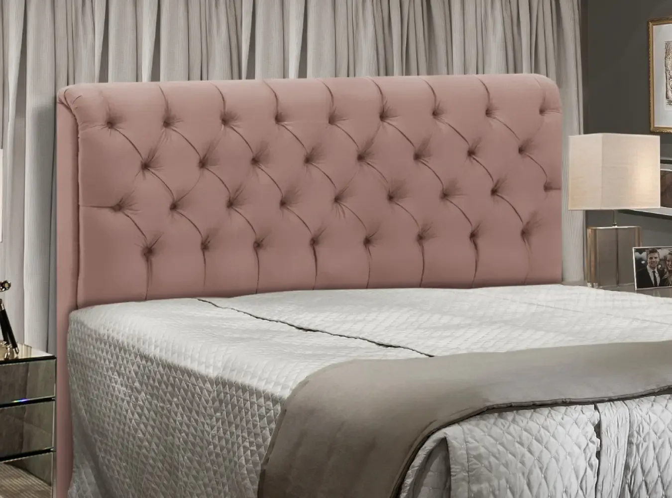 CABECEIRA JS PARIS 160CM 2300 VELUDO ROSE