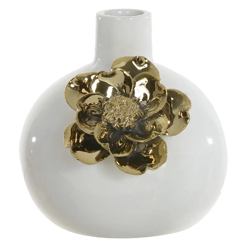 VASO DECORATIVO FLORARTE 86591001 BRANCO DOURADO(BL)