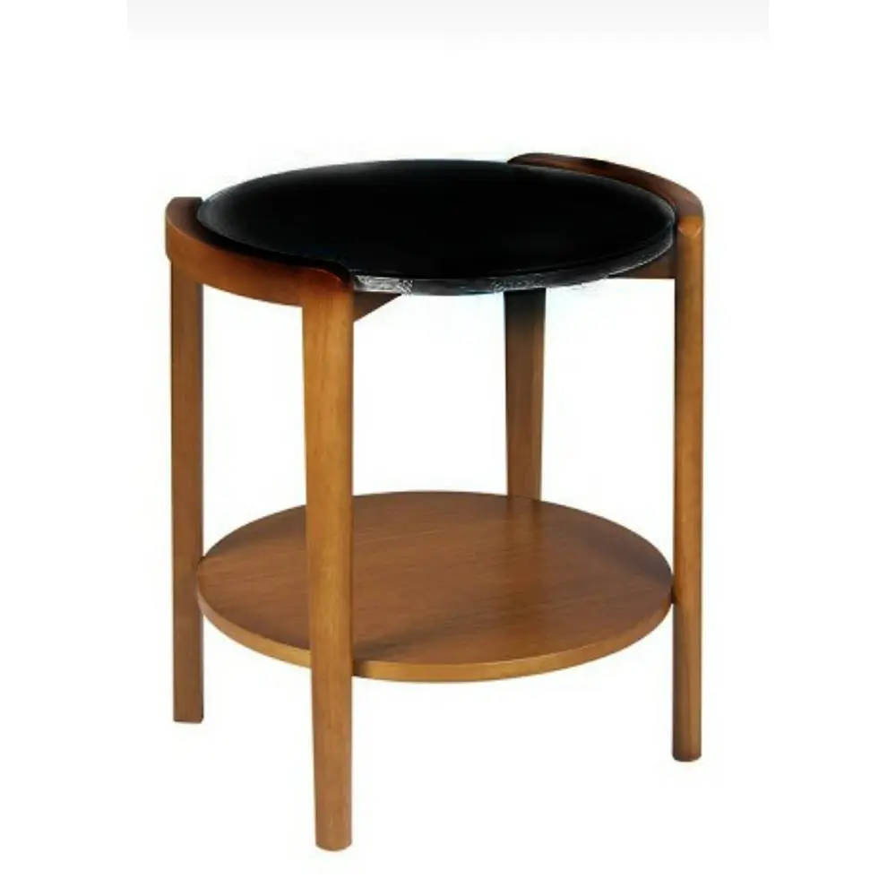 MESA APOIO ARMIL  SLIM NATURA VIDRO PRETO(BL)