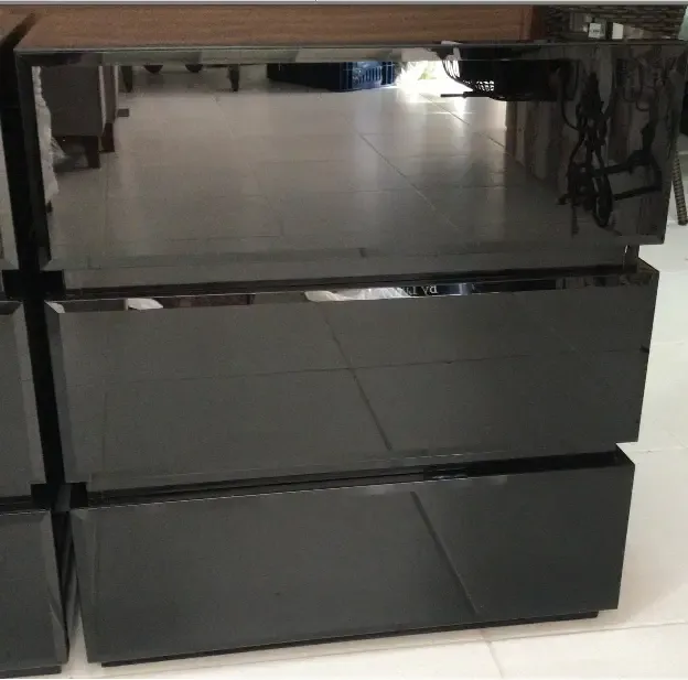 MESA DE CABECEIRA CHAPECO C/3 GAV. VIDRO PRETO C/BISOTE 0101