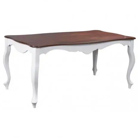 MESA JANTAR MEYER PES LUIZ XV BRANCO TAMPO CAST/ENVELHECIDO 1.60MT(BL)