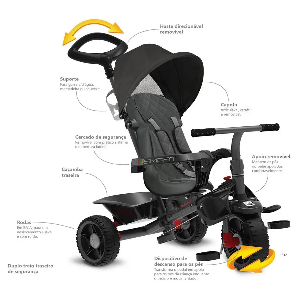 TRICICLO BANDEIRANTE 1310 SMART RECLINAVEL AZUL 26