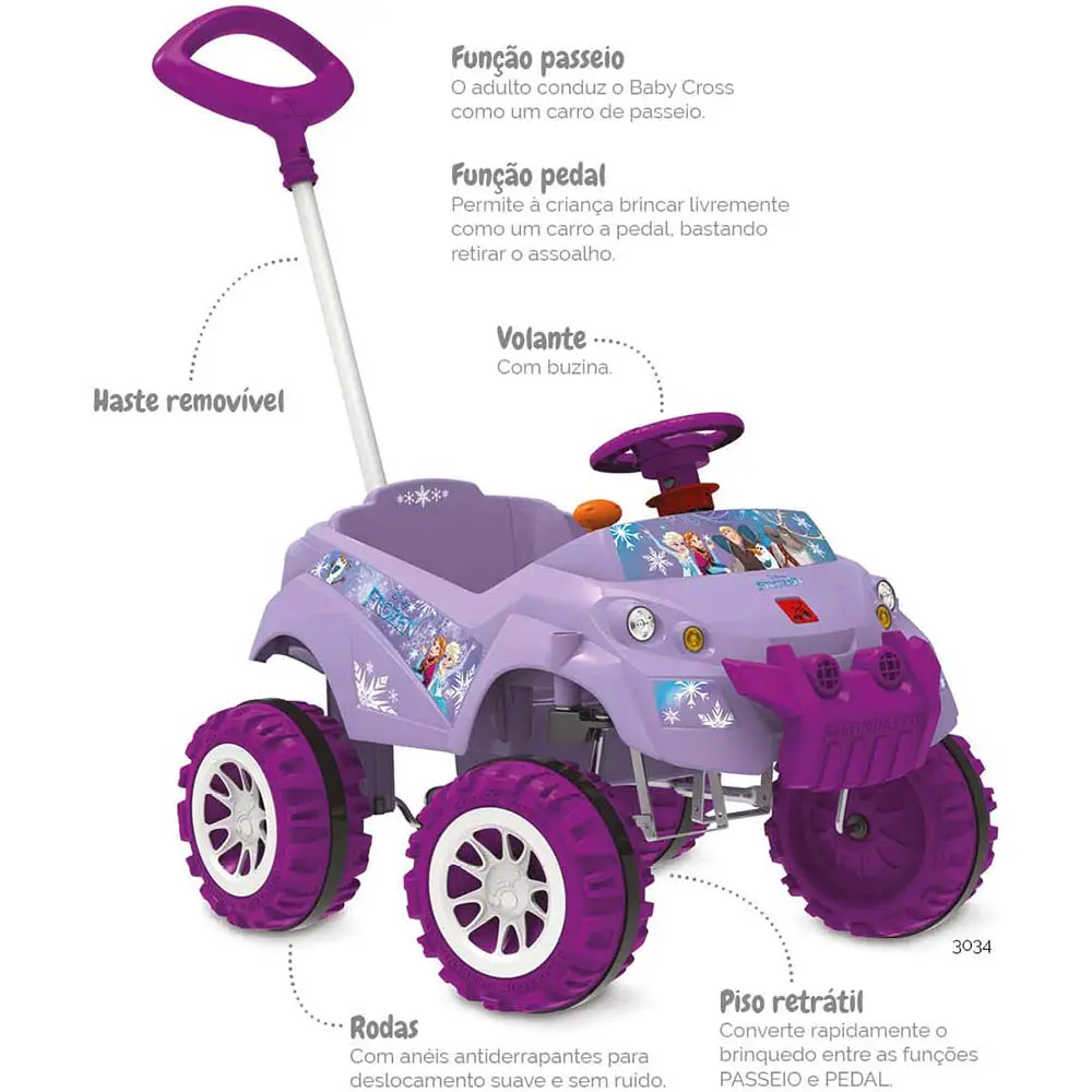 QUADRICICLO BANDEIRANTE 3034 PASSEIO E PEDAL FROZEN DISNEY 3