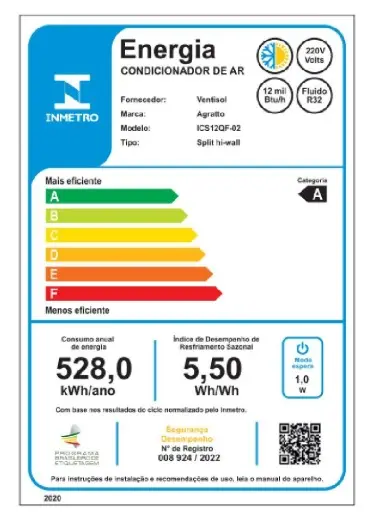 SPLIT INVERTER AGRATTO 12.000 ICS12QF-02 NEO QUENTE/FRIO BRANCO 220V 2