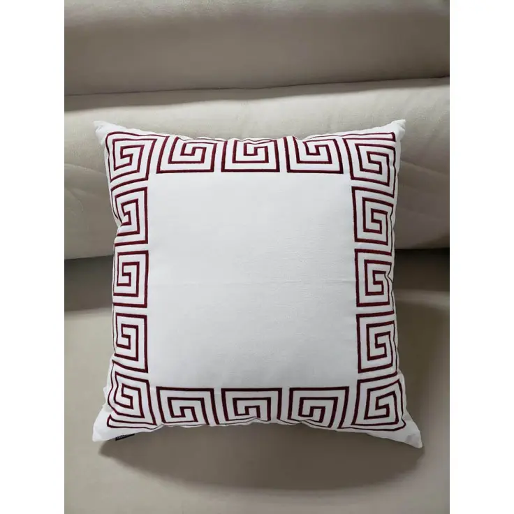 ALMOFADA DECORTEXTIL DC-249-05 VELUDO CRU C/BORDADO GRECO MARSALA MOD.01(BL)
