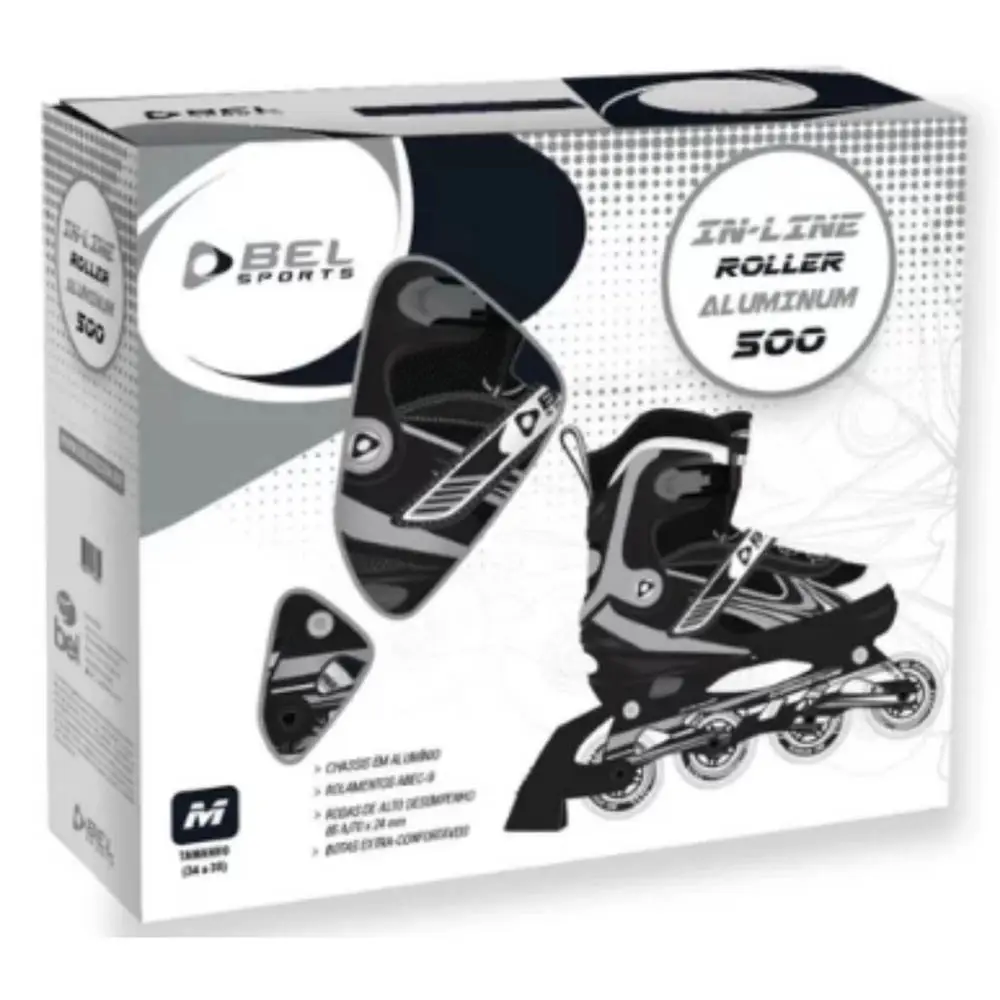 ROLLER ADULTO ALUMINUM 34-37 PT/CZ/BR MOR ANTIGO:BEL 3695 PRETO/CINZA 8
