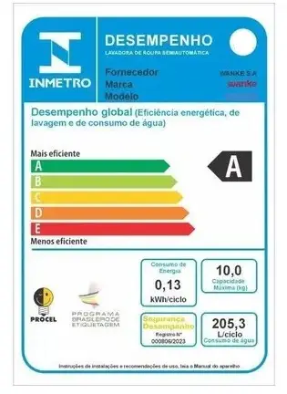 LAVADORA WANKE CONFORT 10KG 220V ANTIGA:SILVER, BARBARA ECO 2