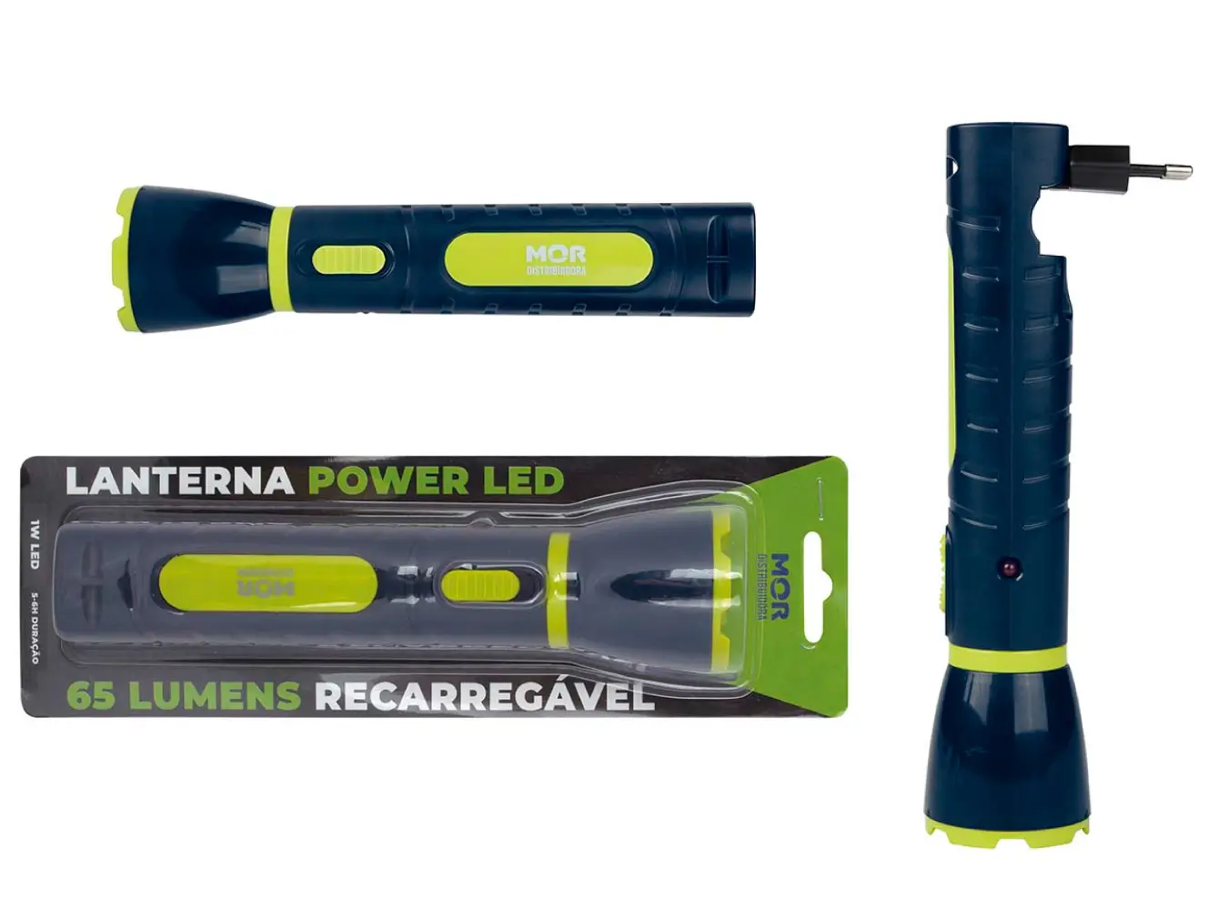LANTERNA MOR RECARREGAVEL 9181 POWER LED 65 LUMENS AZUL 2