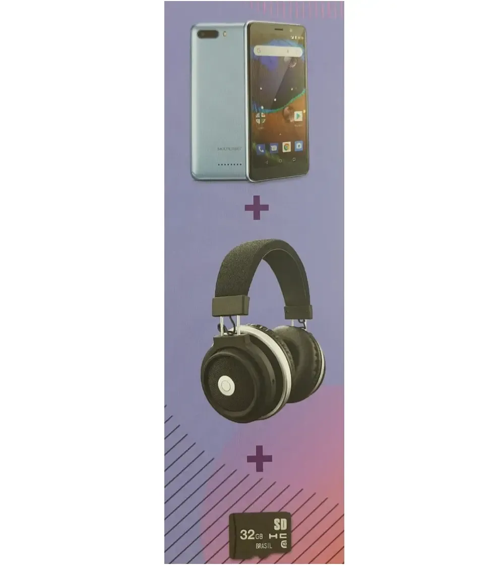 CELULAR KIT MULTILASER MS50X 16GB + FONE BLUETOOTH + CARTÃO 32GB