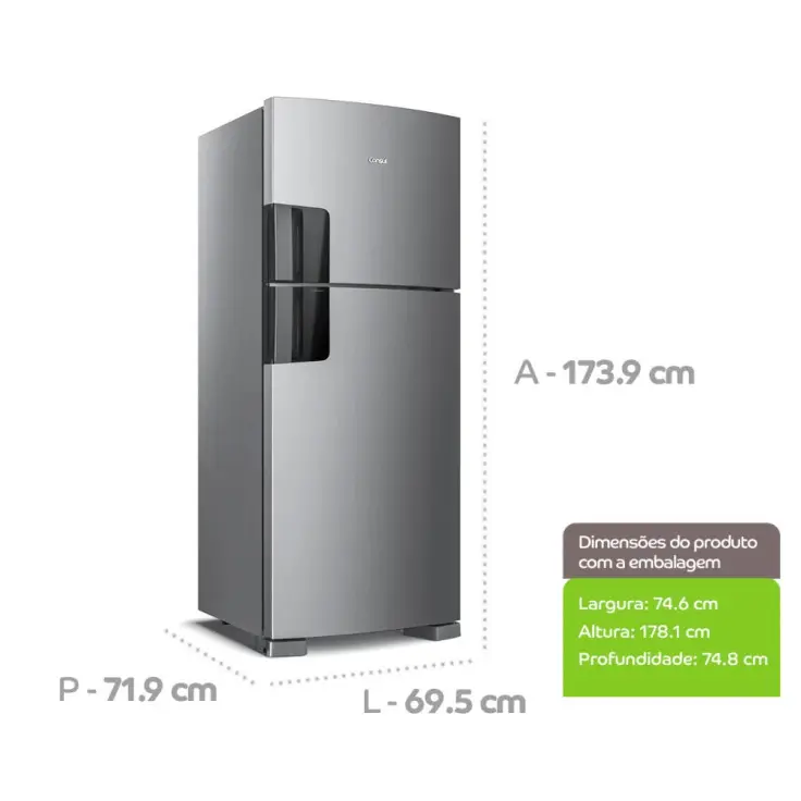 REFRIGERADOR CONSUL CRM50LKBNA 410LT FROST FREE PLATINUM 220V 3