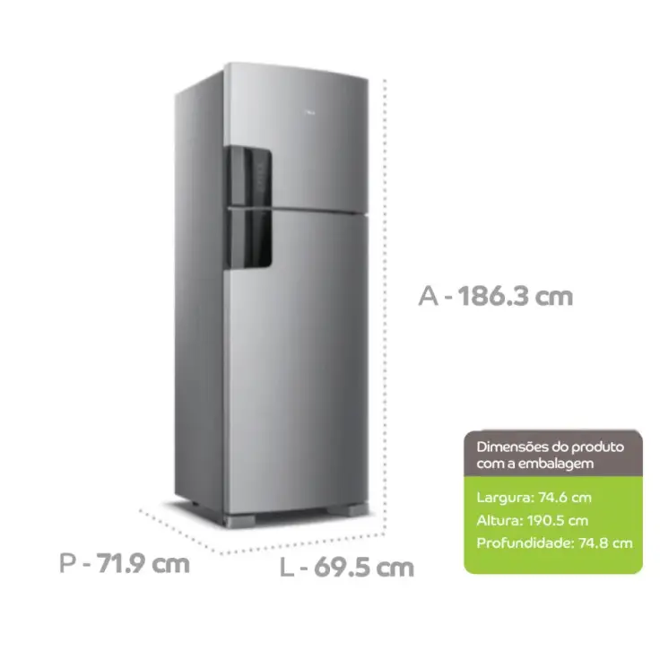 REFRIGERADOR CONSUL CRM56FKBNA 451LT FROST FREE PLATINUM 220V 2