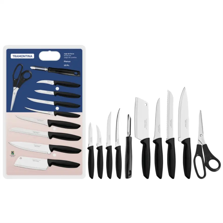 CONJUNTO FACA TRAMONTINA 23498/065 10PC PLENUS PRETO