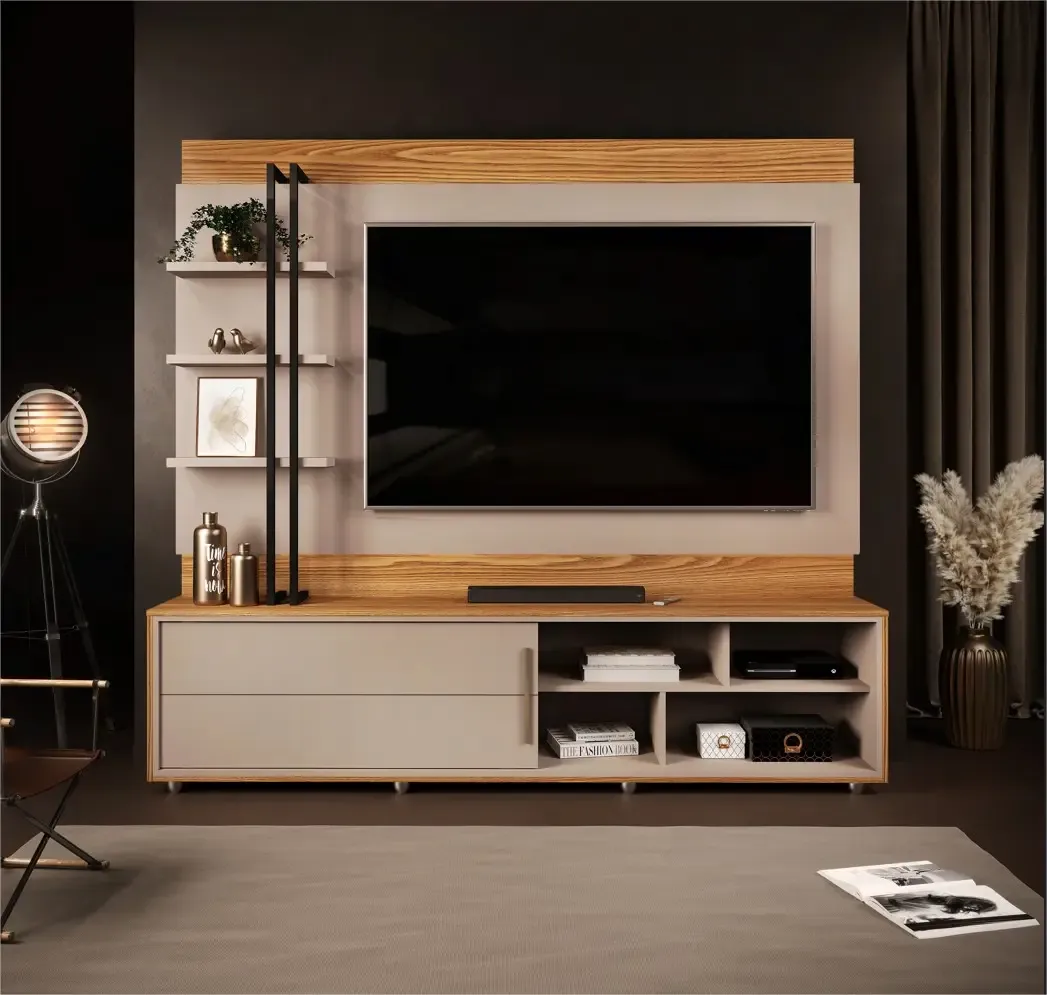 ESTANTE DJ LOGAN 2.00MT P/65" CARVALHO/GRIZ