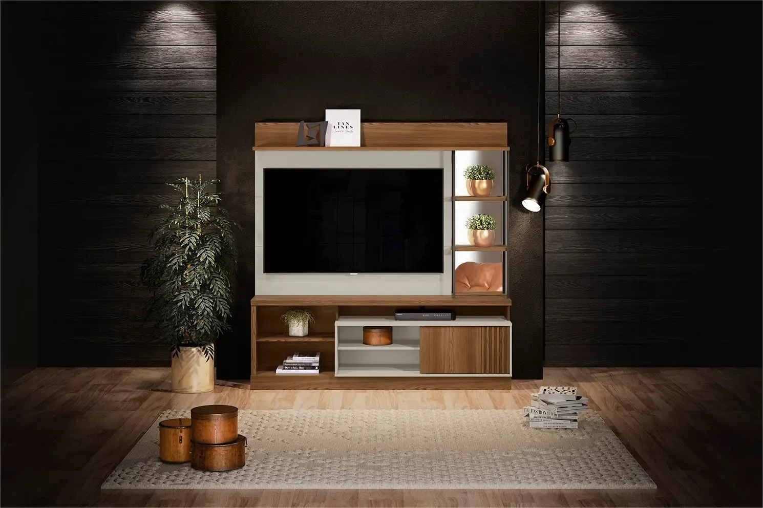 ESTANTE LINEA GARIBALDI 1.82MT P/60" FREIJO/OFF WHITE