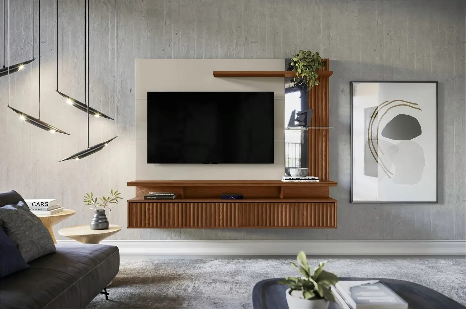 PAINEL SUSPENSO LINEA MARAGOGI 1.80MT P/60" FREIJO/OFF WHITE