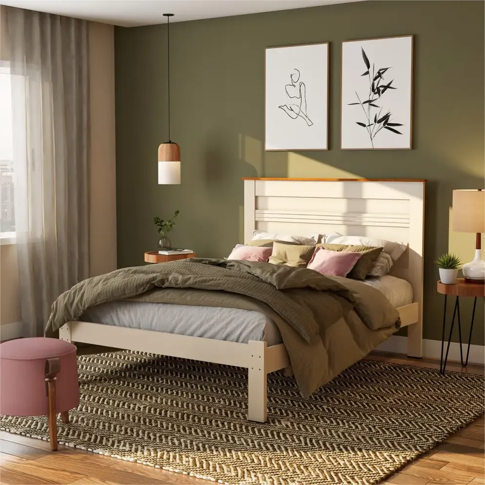 CAMA CASAL TEBARROT DALLAS 1.30CM/1.40CM OFF WHITE/MADEIRA