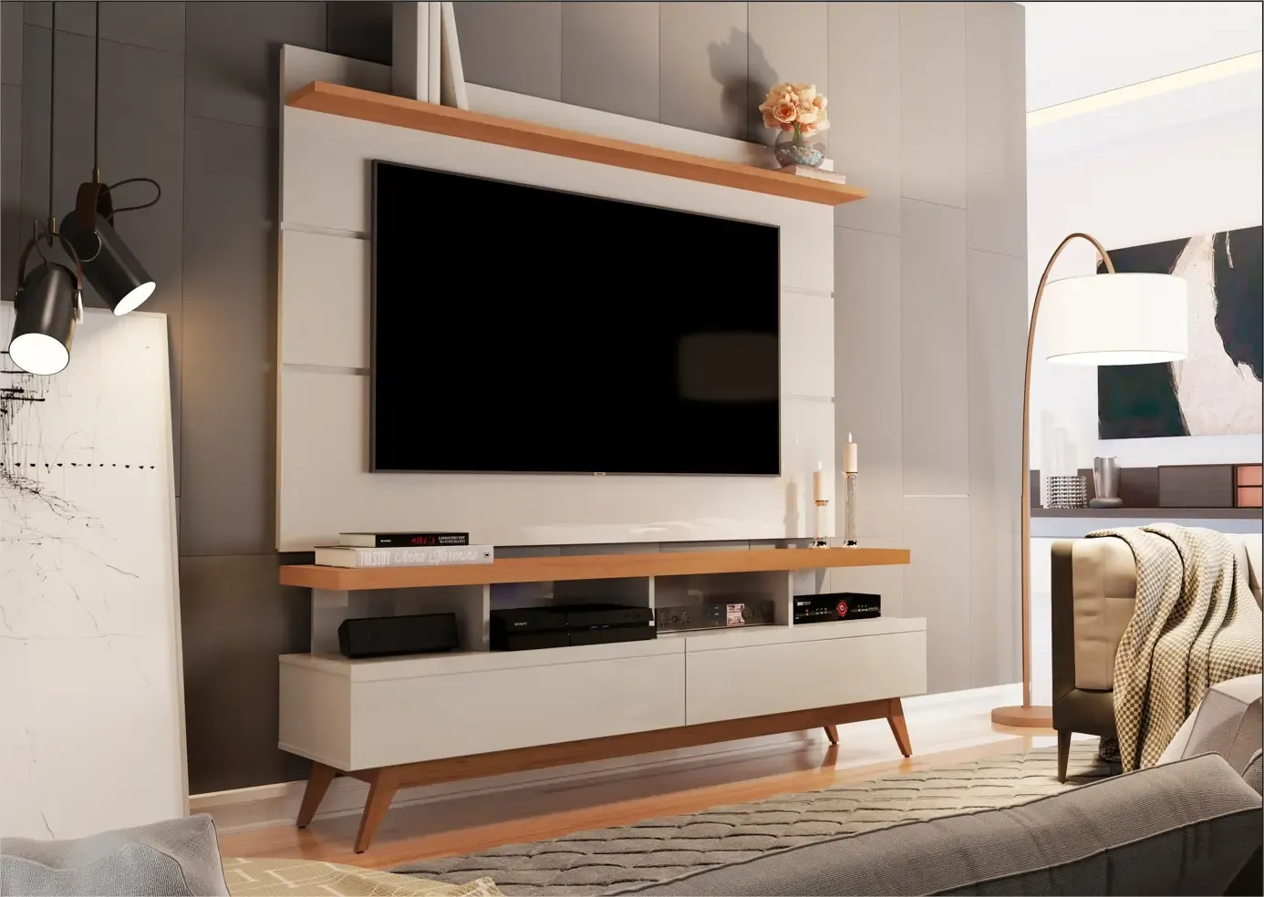 ESTANTE GERMAI VIVARE 1.60MT OFF WHITE/NATURE