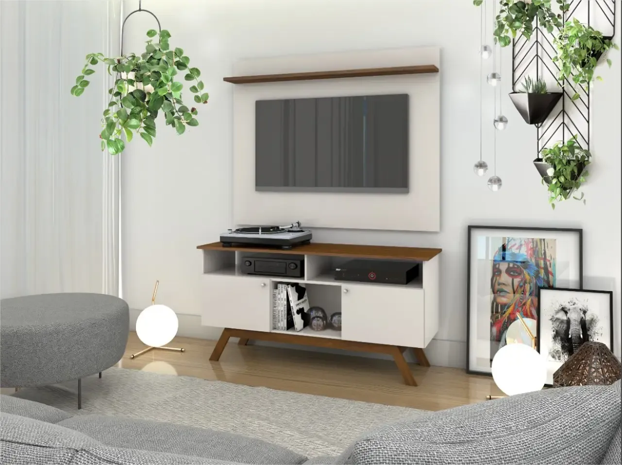 RACK TEBARROT AMSTERDA C/PAINEL VENUS OFF WHITE/MADEIRA