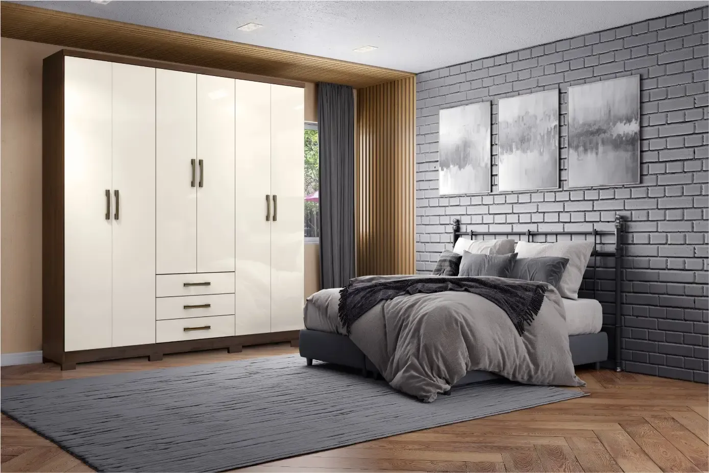 ROUP. HENN CAJU 6PT MDP DA136-138 CASTANHO/OFF WHITE 1.80LX2.00A