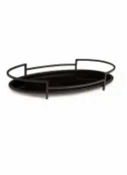 BANDEJA MART 12262 PRETA METAL VIDRO G(BL)
