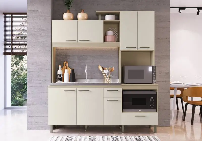 KIT COZINHA CADORIN VALENCIA MDP 1.85LX2.05A MOCCA/AREIA