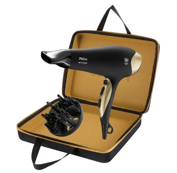 SECADOR CABELO+MALETA PHILCO GOLDEN STAR TOURMALINE 2.100W 220V