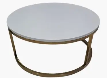 MESA CENTRO MAXMILA NINHO GIANE LACA BRANCA BASE INOX GOLD M(BL)