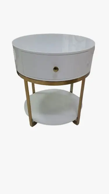 MESA DE CABECEIRA MAXMILA AMANDA LACA BRANCA/ AÇO INOX GOLD(BL)