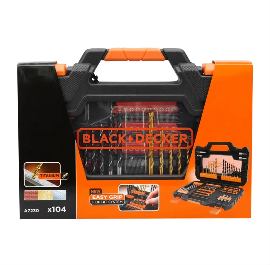 CONJUNTO FURAR PARAFUSAR BLACK DECKER 104 PECAS A7230-XJ
