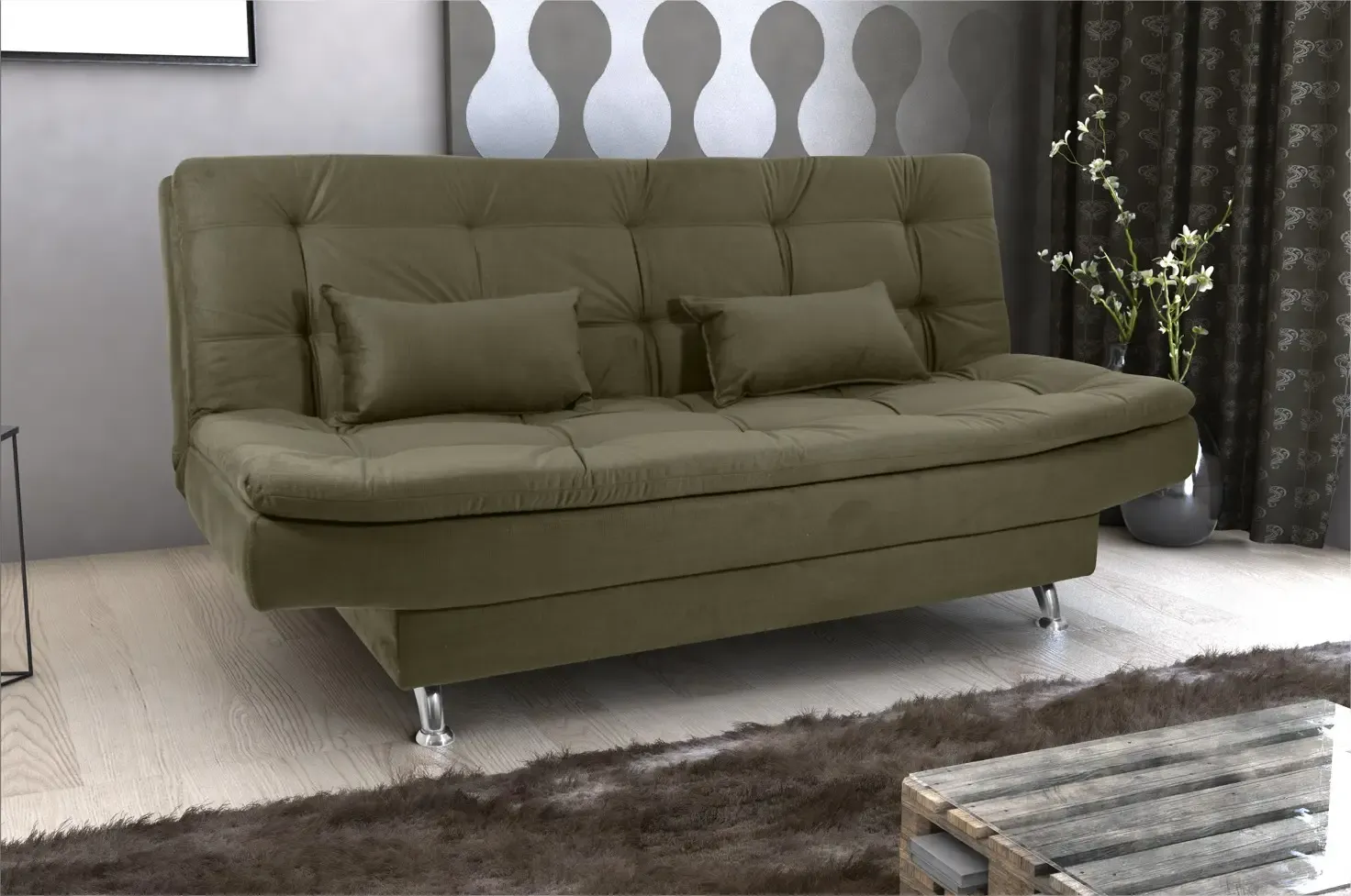 SOFA CAMA MATRIX SALOME 1.80MT E426 VELUDO MARROM