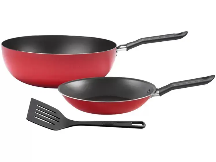 JOGO FRIGIDEIRA BRINOX 2PC 7301/403 GARLIC C/ESPATULA VERMELHO