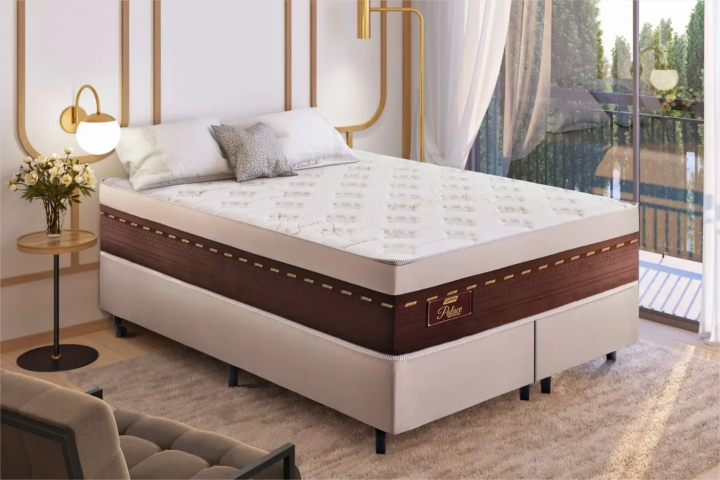 COLCHAO GAZIN PALACE 158X198X031 BEGE/MARROM MOLA POCKET P/120KG