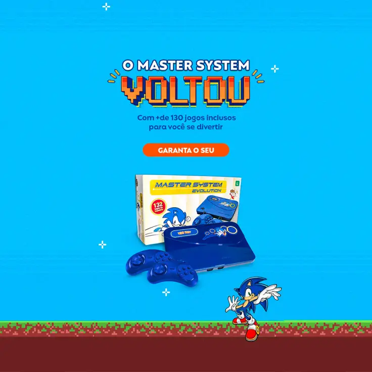 VIDEO GAME TECTOY MASTER SYSTEM C/132 JOGOS NA MEMORIA - CONSOLE