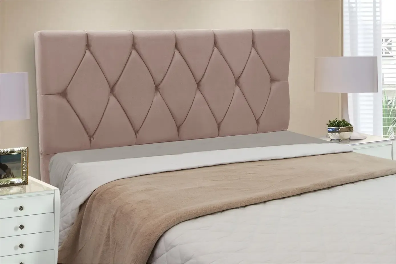 CABECEIRA JS BIA 160CM 2300 VELUDO ROSE