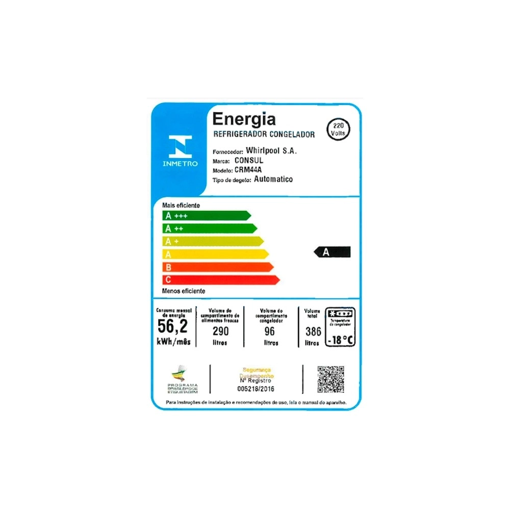 REFRIGERADOR CONSUL CRM44AKBNA 377LT FROST FREE INOX 220V - ANTIGA CRM44AKBNA 386LT 2