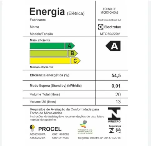FORNO MICROONDAS 20LT ELECTROLUX MTO30 BRANCO 220V 2