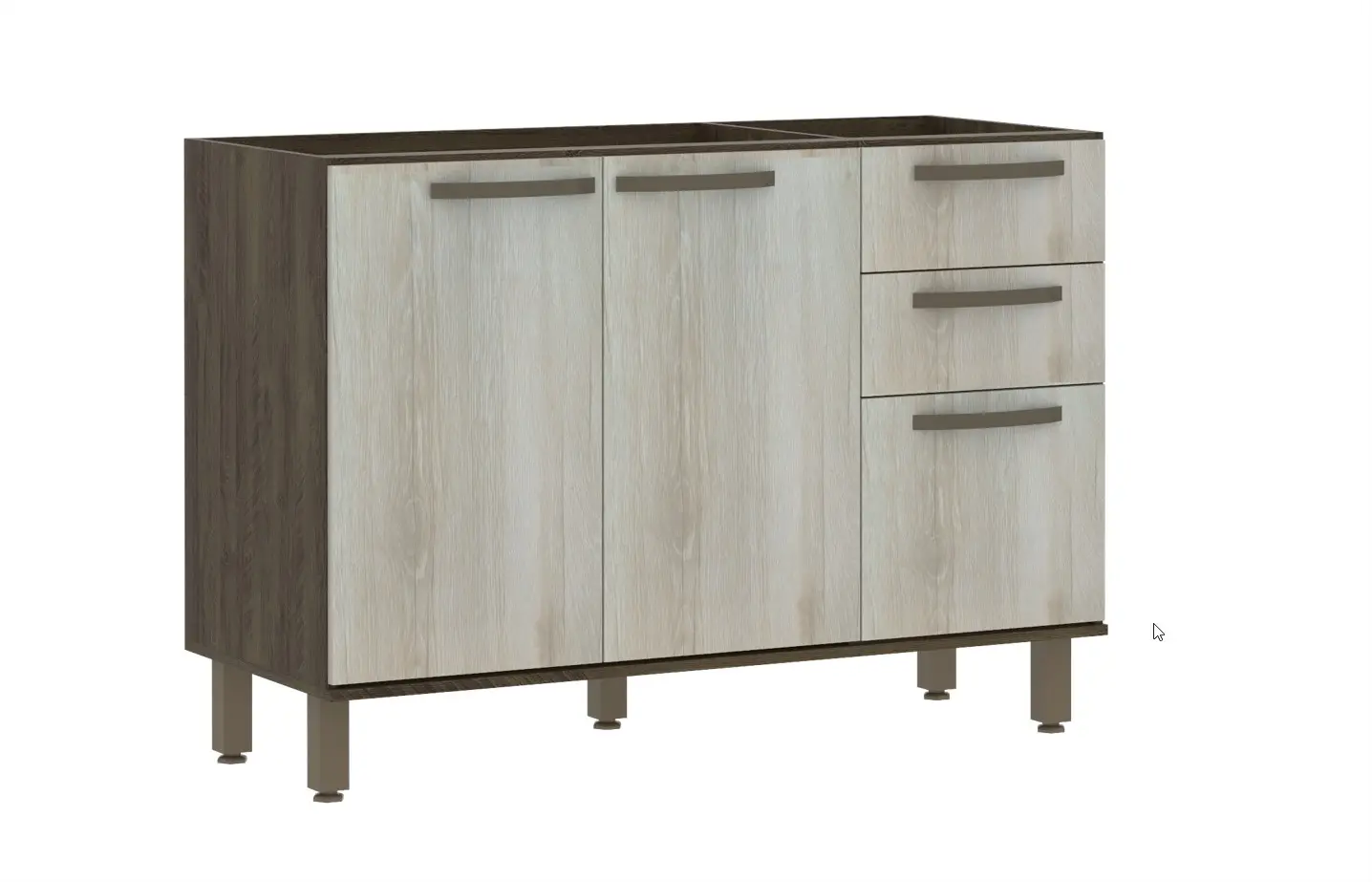 BALCAO PIA LUCIANE 1.20MT 3PT 2GV 0812 SARA LEGNO/CREMA