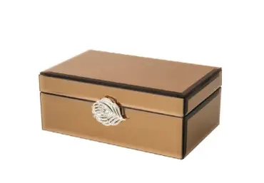 PORTA JOIAS ROJEMAC MADEIRA ESPELHO PUXADOR FOLHA ROSE 35597