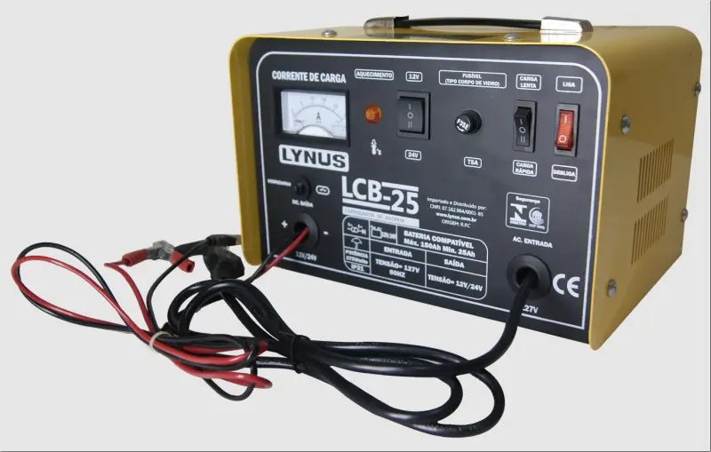 CARREGADOR BATERIA LYNUS LCB-25 12ou24V: Baterias de 25Ah até 150Ah 220V