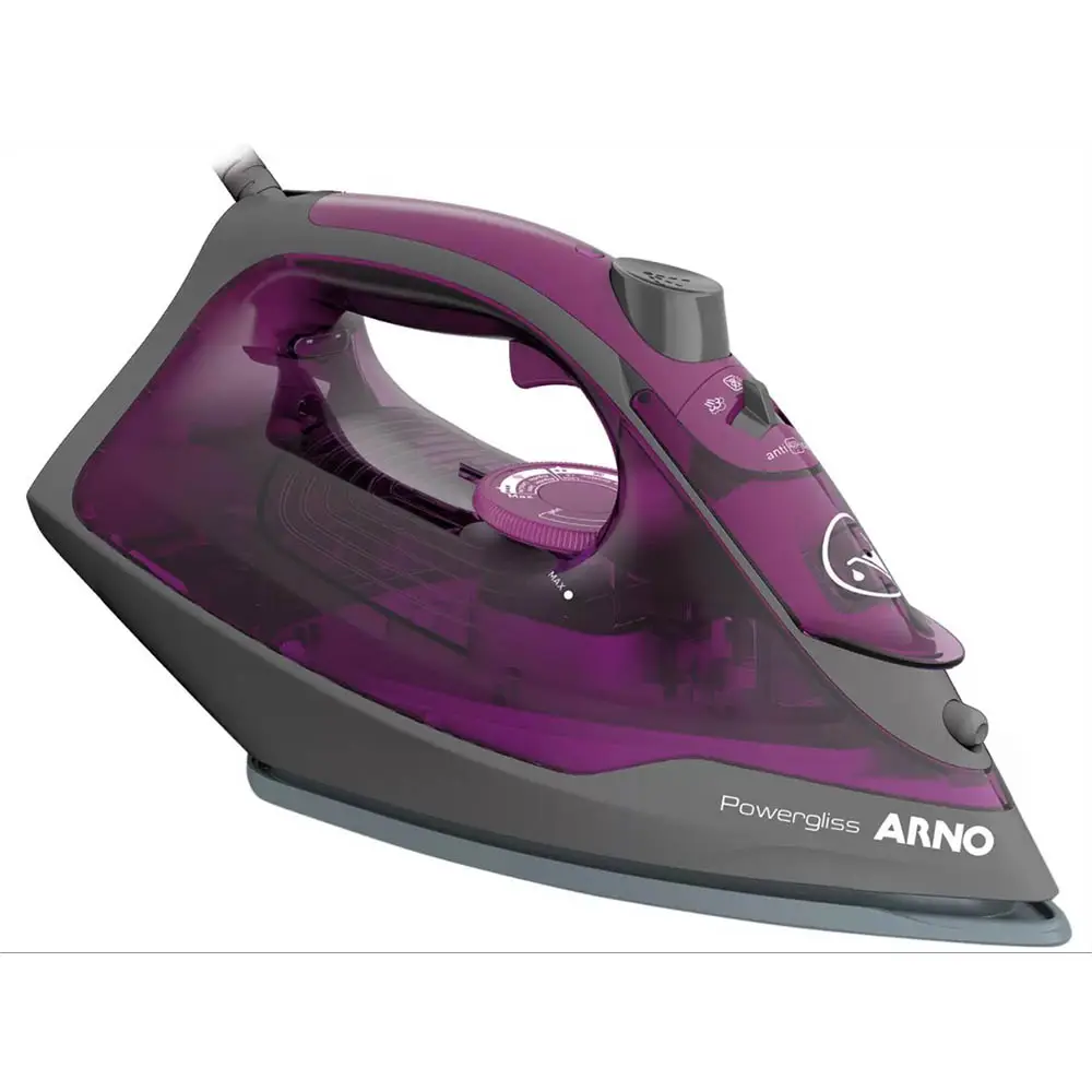 FERRO ELETRICO ARNO VAPOR FP01 POWERGLISS CINZA/ROXO 220V