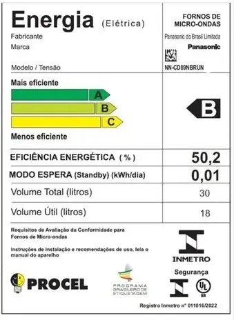FORNO MICROONDAS AIR FRYER 30LT PANASONIC PRETO NN-CD89NBRUK 220V 2
