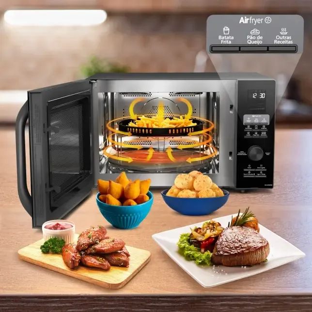 FORNO MICROONDAS AIR FRYER 30LT PANASONIC PRETO NN-CD89NBRUK 220V 4
