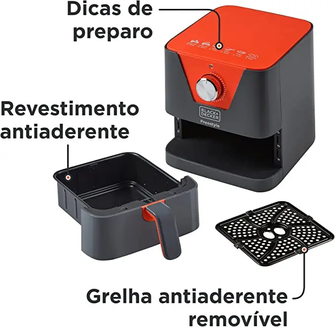 FRITADEIRA ELETRICA BLACK DECKER AYR FRYER 1,5L FREESTYLE AFM2-B2 220V