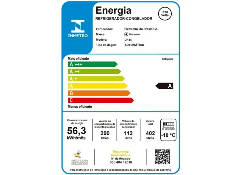 REFRIGERADOR ELECTROLUX DF44 402LT BRANCO 220V 2