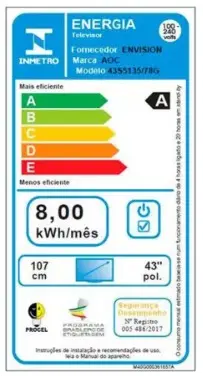 TV AOC 43" 43S5135/78G ROKU LED SMART 2