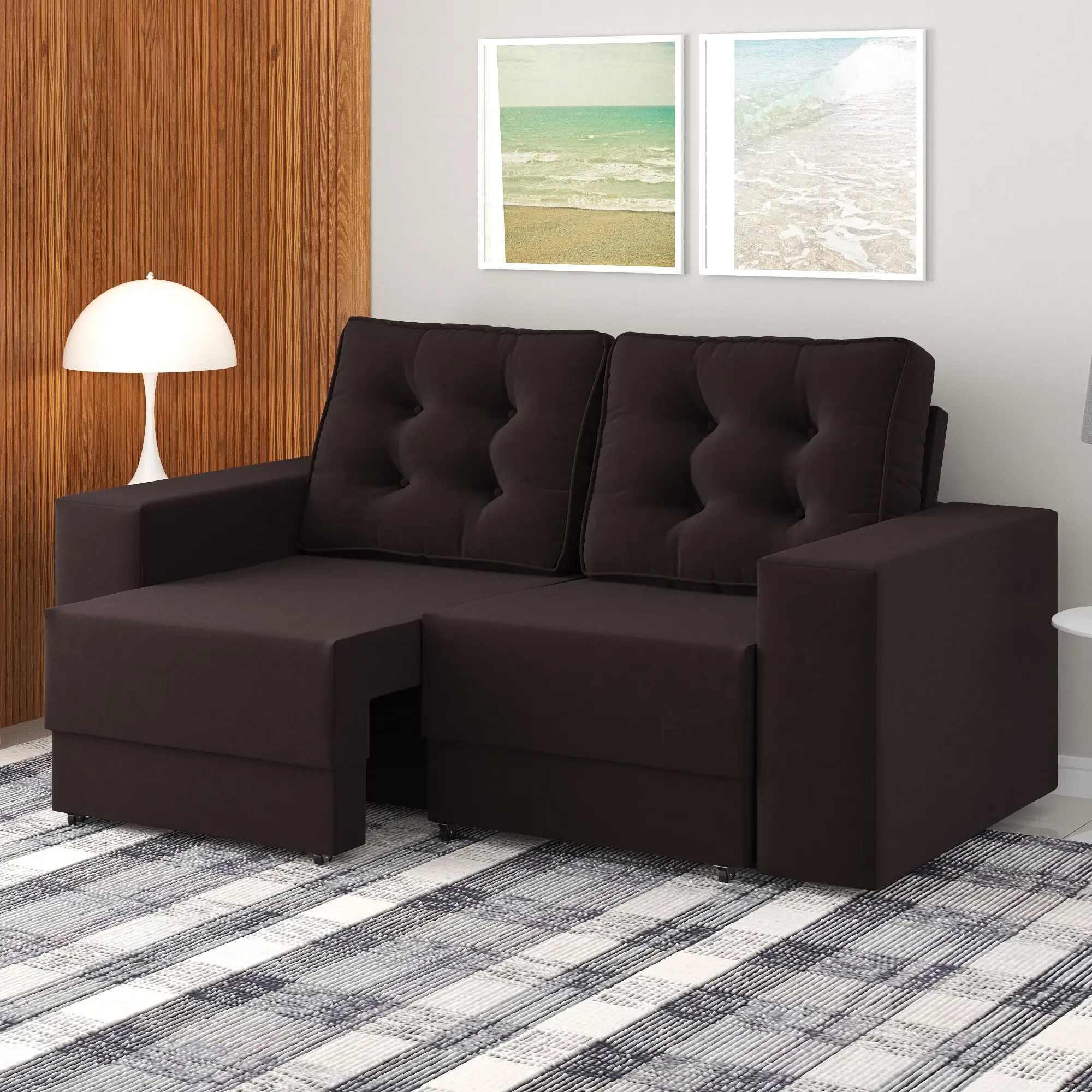 ESTOFADO VIERO NOVA YORK 2L 1.80MT MARROM BARROCO