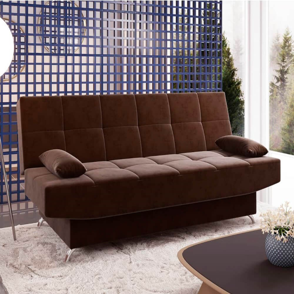 SOFA CAMA VIERO EROS 1.85MT VELUDO MARROM