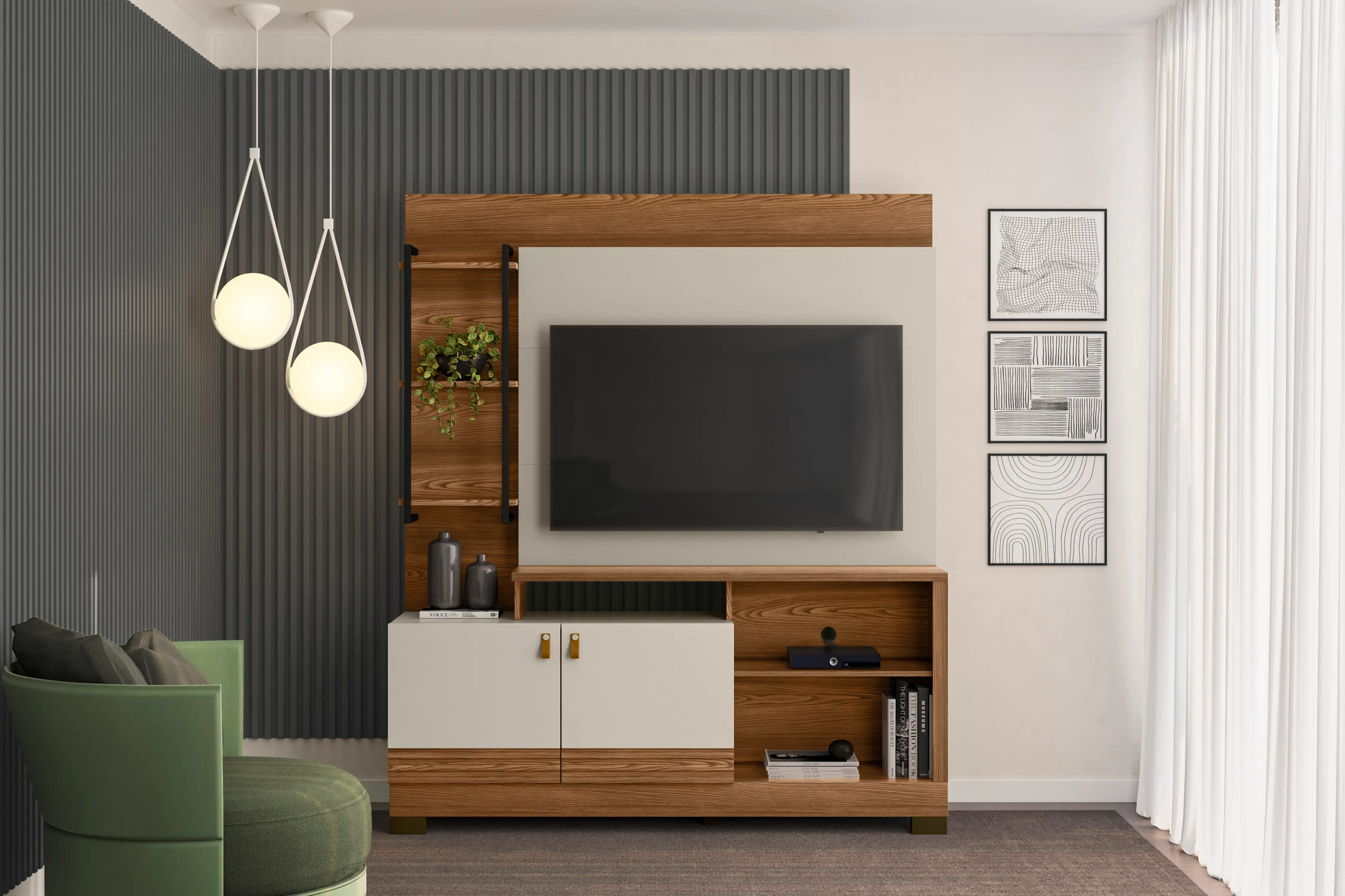 ESTANTE LINEA ALAGOAS 1.60MT P/50" FREIJO/OFF WHITE