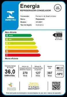 REFRIGERADOR PANASONIC NR-BB41GV1BB 397LT FROST FREE INVERSER/INVERTER BLACK 220V 2